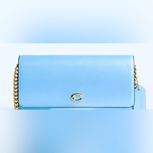 Coach Blue and Gold Leather Wristlet